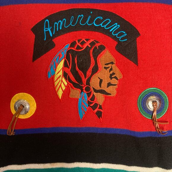 Vintage FIA Italia Americana Native American Sweater Size Small - Picture 2 of 11